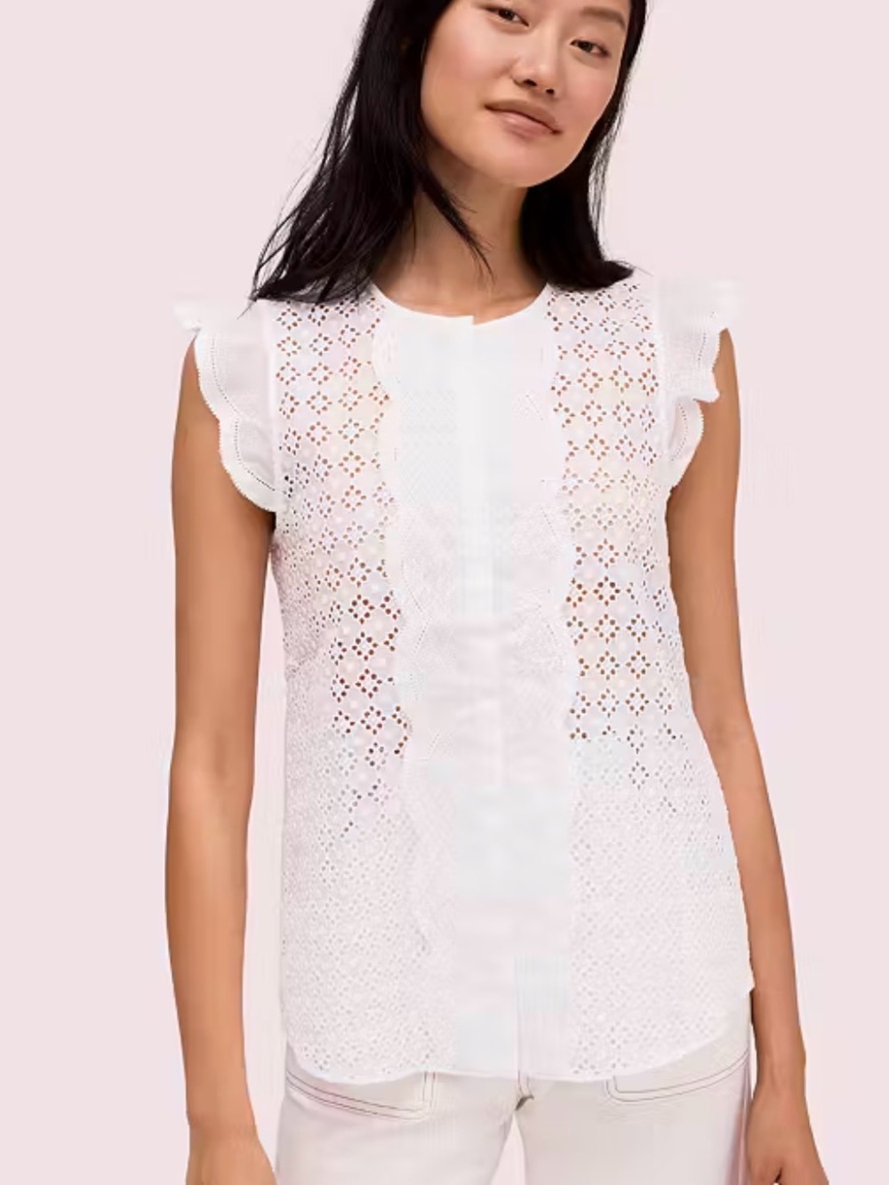 kate spade White Eyelet Button-Front Top